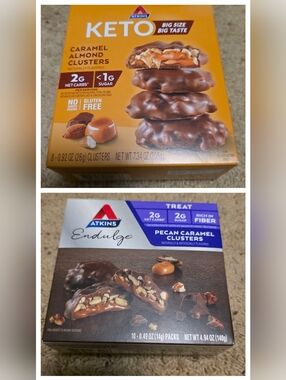 Atkins Keto Snack Bundle Caramel Almond Pecan Clusters Low Carb Lot NEW
